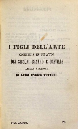 I figli dell ́arte : Commedia in un atto dei signori