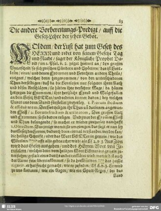 Die andere Vorbereitungs-Predigt, auff die Gesetz-Lehre der zehen Gebot
