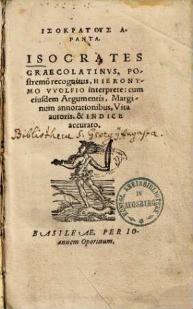 Isocrates Graecolatinvs : = Isokratus Hapanta