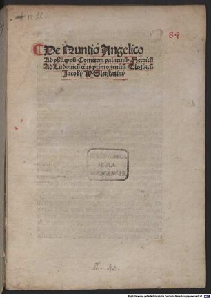 De nuntio angelico ad Philippum comitem Palatinum heroicum ... Jacobi W. Sletstatini