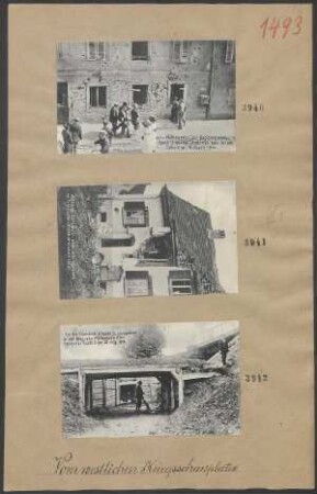Mühausen-Dornach (Els.) Gefecht am 19.08.1914, von französischer Artillerie zerschossene Häuser