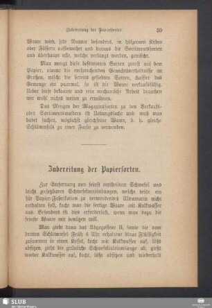 Zubereitung der Papiersorten