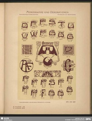 Adels-Monogramme mit Krone, Dekorationen [Allgemein], Embleme [Graveure], Leisten und Vignetten