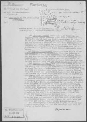 Stuttgart Lukas Teil-Kirchengemeinde: Inspektionsbericht 1954