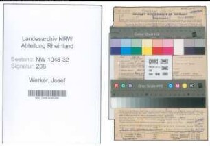 Entnazifizierung Josef Werker , geb. 25.07.1908 (Beamter)