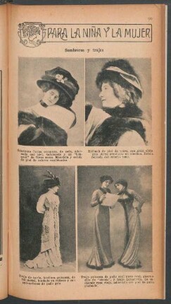 Sombreros y trajes - [Ilustración] : Para la niña y la mujer