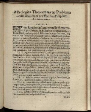 Astrologica Theoremata ac Problema Unum & alterum de Effectibus Eclipsium Luminarium