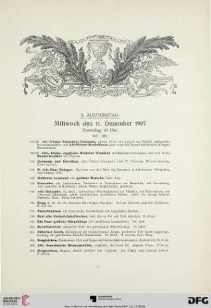 II. Auctionstag: Mittwoch den 11. Dezember 1907, Vormittag 10 Uhr (Nr. 187-381)