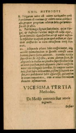 Vicesima Tertia Methodus. De Mediis meteoris sive aereis in genere.