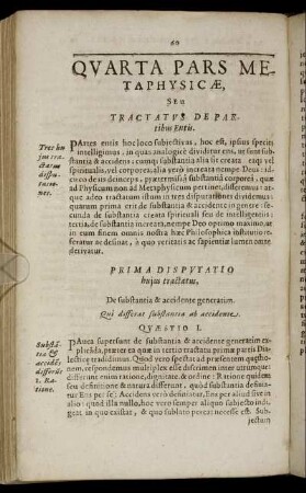 Quarta Pars Metaphysicæ, Seu Tractatus De Partibus Entis.