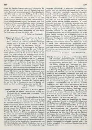 419 [Rezension] Riggenbach, Eduard, Das Comma Johanneum
