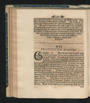 XVI. Propositum Bonum.