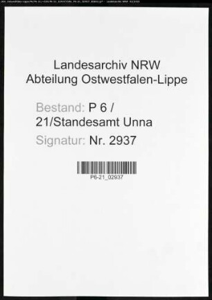 Sterberegister Standesamt Unna