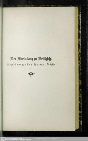 Der Adelstanz zu Delitzsch. von Oskar Reime, Delitzsch