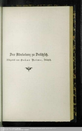 Der Adelstanz zu Delitzsch. von Oskar Reime, Delitzsch