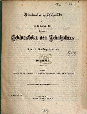 Nachrichten über das Gymnasium und die Realanstalt zu Heilbronn : vom Schuljahr ..., 1875/76
