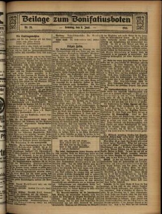 Zweite Ausgabe vom Sonntag, den 08. Juni 1913.