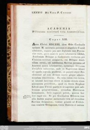 Academia Dilingana societati tota transcribitur. Caput XIII.