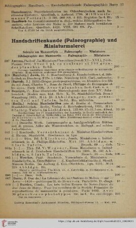 Handschriftenkunde (Paleographie) und Miniaturmalerei (Nr. 597 - 721)