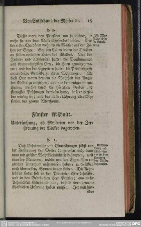 Fünfter Abschnitt. Untersuchung, ob Mysterien vor der Zerstreuung der Völker dagewesen