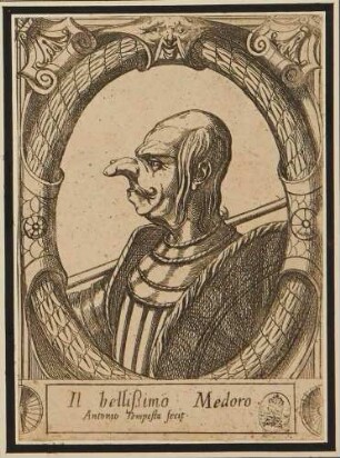 Il bellißimo Medoro (der wunderschöne Medoro), aus der Serie der grotesken Köpfe nach Ariosts "Orlando Furioso"