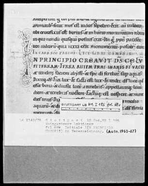 Voll-Lektionar — Initiale I(IN PRINCIPIO CREAVIT), Folio 68verso
