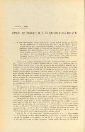 Bijlage XXIII. Contract met Soerakarta, dd. 22 Juni 1830. (Res. 14 Julij 1830 No. 1)
