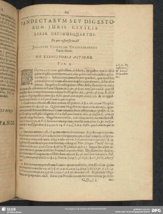 Liber Decimus-Quartus: De quo responsurus est Johannes Knafelius Crainburgensis Carniolanus. De Exercitoria Actione