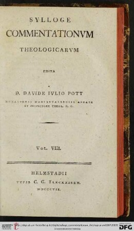 8: Sylloge commentationum theologicarum