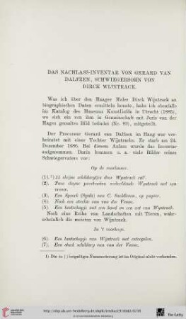 Das Nachlass-Inventar von Gerard van Dalfzen, Schwiegersohn von Dirck Wijntrack