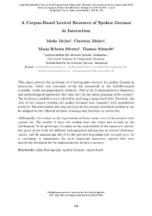 A corpus-based lexical resource of spoken German in interaction
