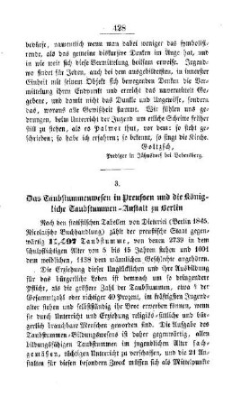 Das Taubstummenwesen in Preussen und die Königliche Taubstummen-Anstalt zu Berlin