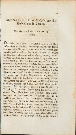 Ueber das Vaterland der Erdäpfel und ihre Verbreitung in Europa.