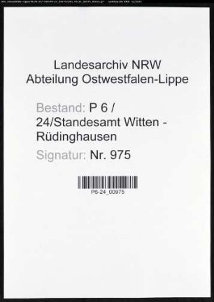 Sterberegister Standesamt Witten-Rüdinghausen