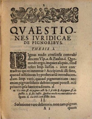 Qvaestiones Aliqvae Magis Controversae Ex Illa Amplissima Materia Pignorvm