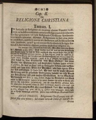 Cap. II. De Religione Christiana.