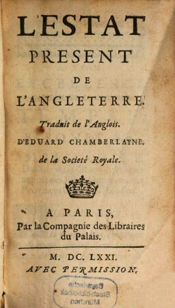 L' État present de l'Angleterre