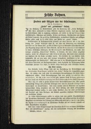 Proben und Skizzen aus der Schulmappe : "Freier" und "gebundener" Aufsatz
