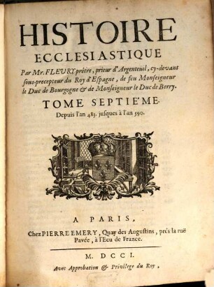 Histoire Ecclesiastique, 7. Depuis l'an 483 jusques à l'an 590