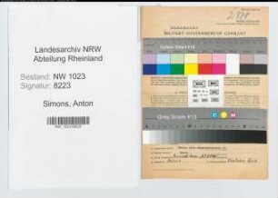 Entnazifizierung Anton Simons , geb. 17.03.1898 (Möbelschreiner)