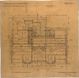 Fischer, Theodor; Stuttgart; Erlöserkirche - Dachstuhl mit Kehlgebälk (Grundriss)