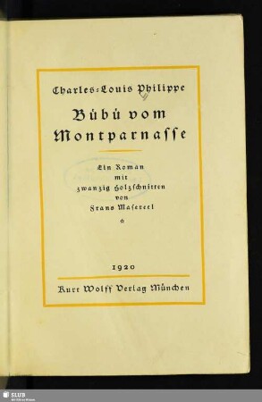 Bübü vom Montparnasse : ein Roman