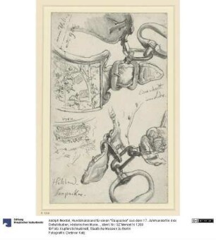 Hundehalsband für einen "Saupacker" aus dem 17. Jahrhundert in drei Detailstudien, Historisches Museum, Dresden