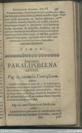 Sequuntur Paralipomena addenda