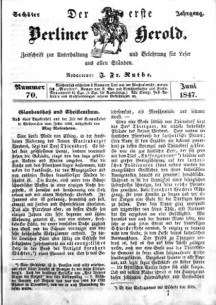Nummer 70, Juni 1847