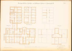 Amtsgericht und Gefängnis, Gnadenfeld: Grundrisse KG, 2.OG, DG
