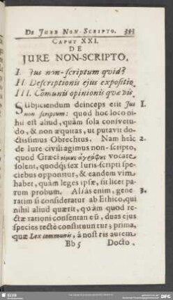 Caput XXI. De Iure Non-Scripto