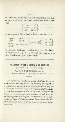 Solution d'une question de licence.