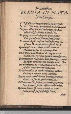 Elegia In Nataliciis Christi