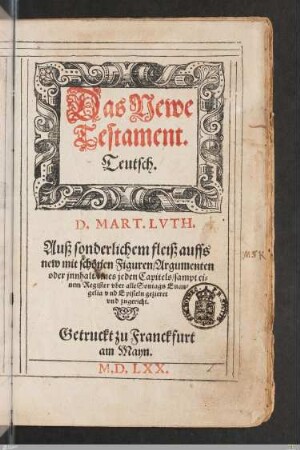 Das Newe Testament. Teutsch